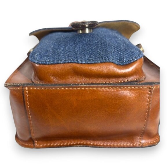 Patricia Nash Lari Denim & Leather Colorblock Crossbody Bag with Dust Bag - Picture 12 of 14